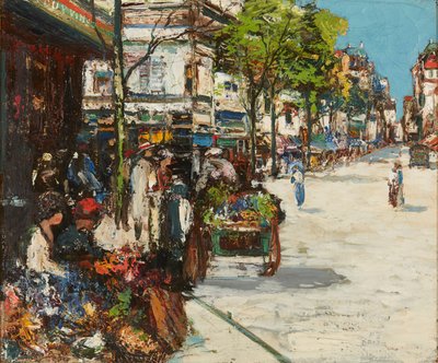 Targ kwiatowy - Dieppe (olej na płótnie) autorstwa James Kay
