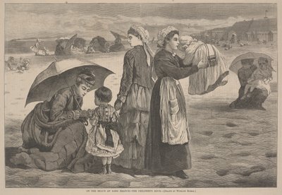 Na plaży w Long Branch - Godzina dla dzieci, 1874 autorstwa James L. Langridge