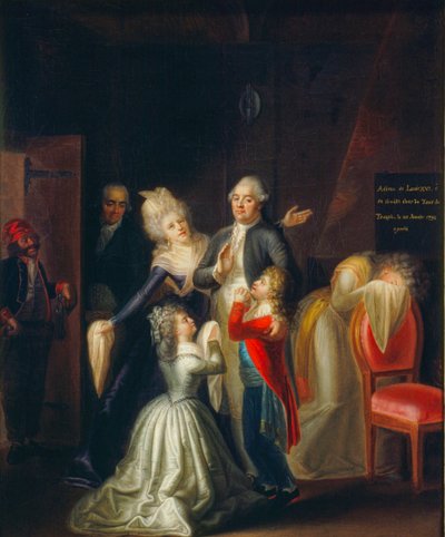 "Ostatnie pożegnanie Ludwika XVI z rodziną" Jeana-Jacquesa Hauera przedstawia s... autorstwa James L Stanfield