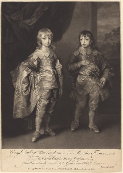 George Duke of Buckingham ze swoim bratem Franciszkiem autorstwa James MacArdell after Sir Anthony van Dyck