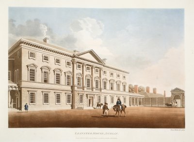 Leinster House, Dublin, 1792 (ręcznie barwiony grawer) autorstwa James Malton