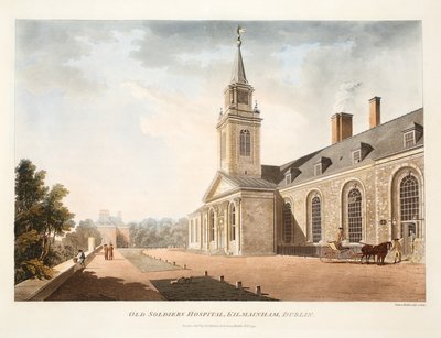 Old Soldiers Hospital, Kilmainham, Dublin, 1794 (ręcznie barwiony grawerunek) autorstwa James Malton