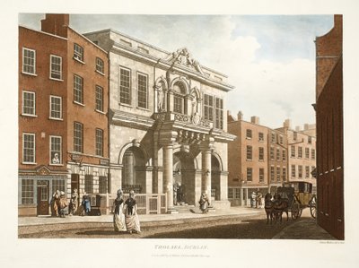 Tholsel, Dublin, 1798 (ręcznie barwiony grawer) autorstwa James Malton