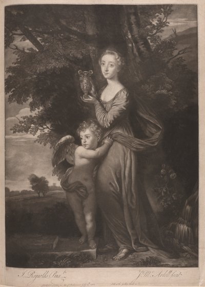 Panna Gravile (Frances Anne Greville i jej brat jako „Hebe i Kupidyna” autorstwa James McArdell