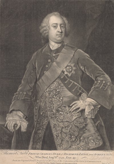 Książę Karol, 2.książę Richmond, Lenox i Aubigny autorstwa James McArdell
