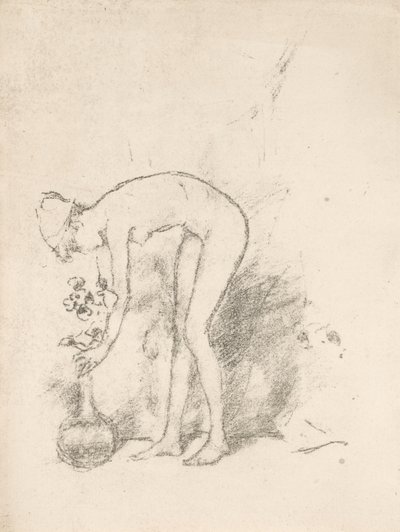 Naga modelka układa kwiaty autorstwa James Abbott McNeill Whistler