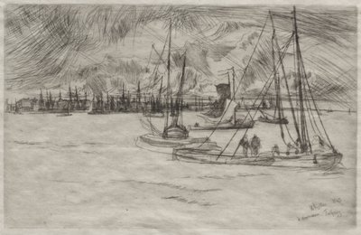 Amsterdam widziany z Tolhuis autorstwa James McNeill Whistler