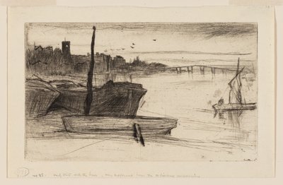 Most Chelsea i kościół autorstwa James Abbott McNeill Whistler