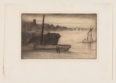 Most Chelsea i kościół autorstwa James Abbott McNeill Whistler