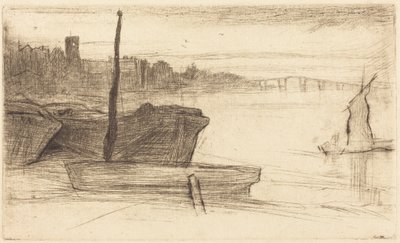 Most Chelsea i kościół autorstwa James McNeill Whistler