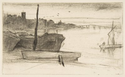 Most Chelsea i kościół autorstwa James McNeill Whistler