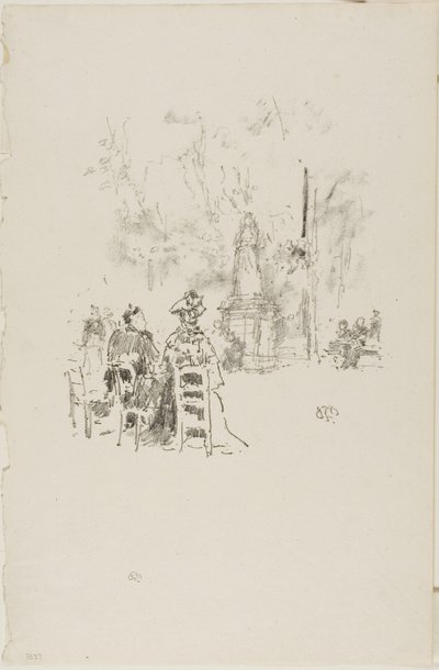 Rozmowa pod posągiem, Ogrody Luksemburskie autorstwa James Abbott McNeill Whistler