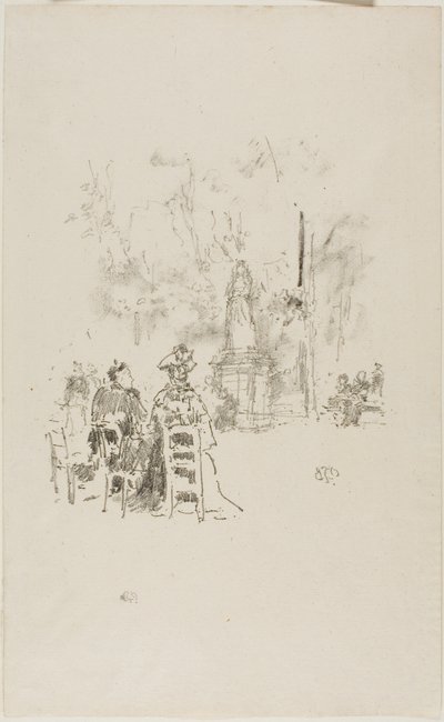 Rozmowa pod posągiem, Ogrody Luksemburskie autorstwa James Abbott McNeill Whistler