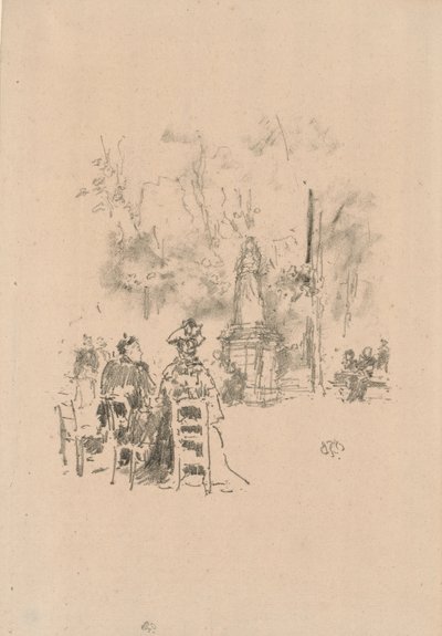 Rozmowa pod posągiem, Ogrody Luksemburskie autorstwa James Abbott McNeill Whistler