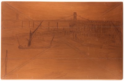 Płyta do trawienia: Old Hungerford Bridge autorstwa James Abbott McNeill Whistler