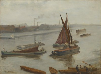 Szary i srebrny: Old Battersea Reach autorstwa James McNeill Whistler
