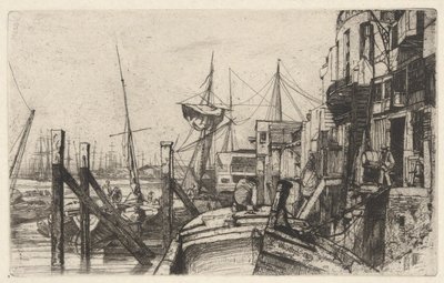 Limehouse, z zestawu Tamizy (seria szesnastu rycin przedstawiających sceny nad Tamizą i inne tematy) autorstwa James Abbott McNeill Whistler