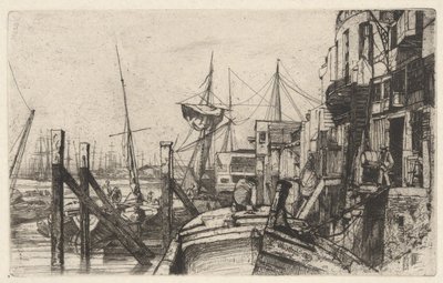 Limehouse, z serii Tamiza (Seria szesnastu akwafort przedstawiających sceny nad Tamizą i inne tematy) autorstwa James McNeill Whistler