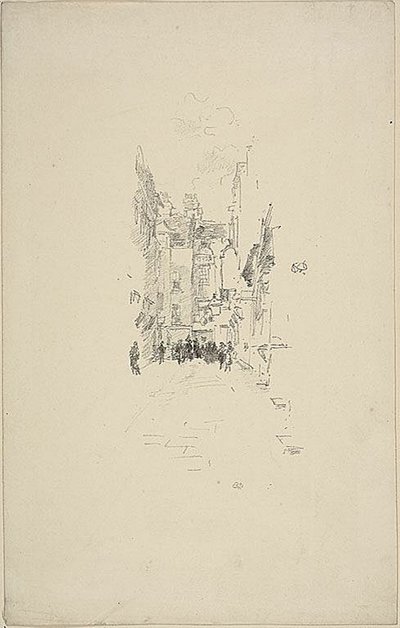 Mały Dziedziniec, Targi Sukien autorstwa James Abbott McNeill Whistler
