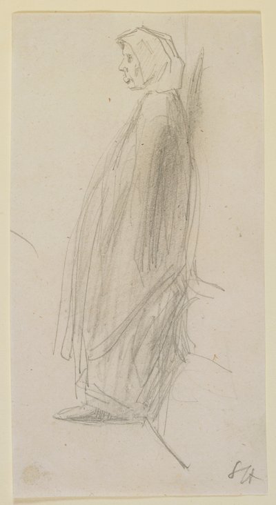 Szkic profilu starej kobiety stojącej autorstwa James Abbott McNeill Whistler