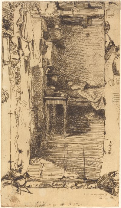Zbieracze szmat, dzielnica Mouffetard, Paryż autorstwa James Abbott McNeill Whistler