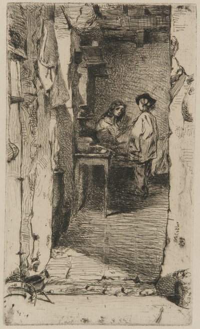 Zbieracze szmat, dzielnica Mouffetard, Paryż autorstwa James Abbott McNeill Whistler