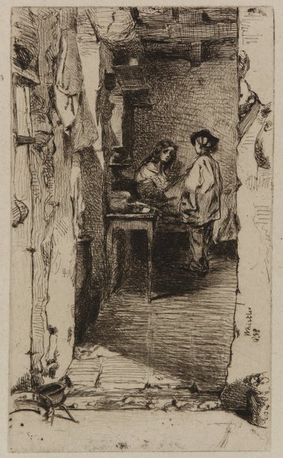 Zbieracze szmat, dzielnica Mouffetard, Paryż autorstwa James Abbott McNeill Whistler