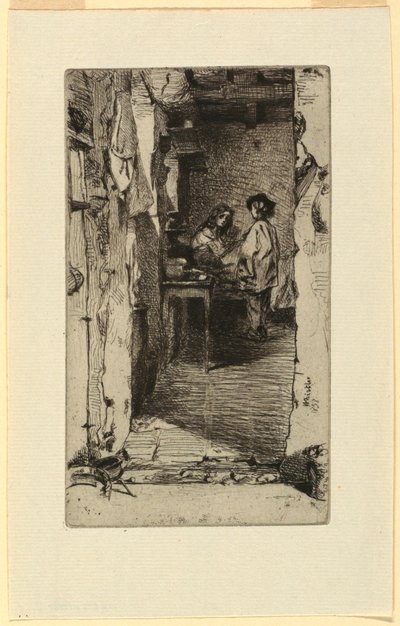 Zbieracze szmat, dzielnica Mouffetard, Paryż autorstwa James Abbott McNeill Whistler
