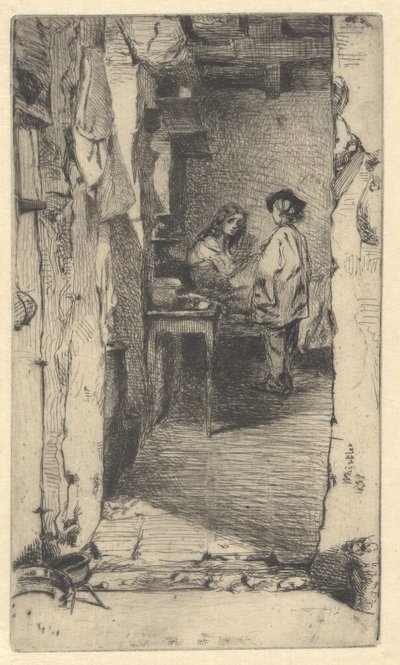 Zbieracze szmat, dzielnica Mouffetard, Paryż autorstwa James Abbott McNeill Whistler