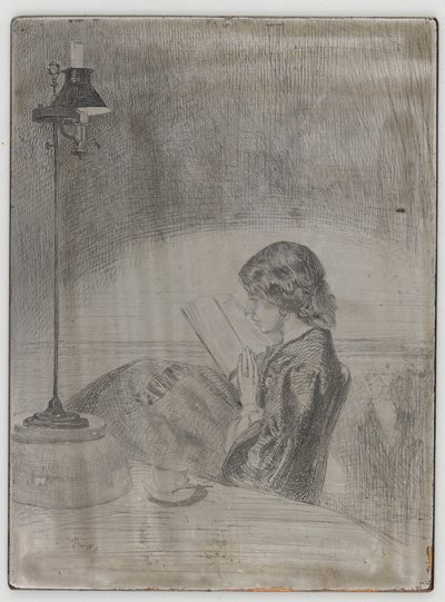 Czytanie przez Lamplight autorstwa James Abbott McNeill Whistler