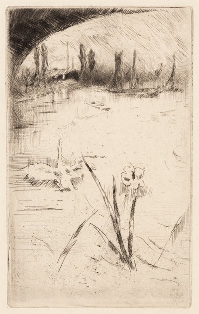 Szkic na podstawie obrazu "Łabędź i irys" Cecila Lawsona autorstwa James McNeill Whistler