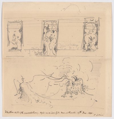 Szkic pokoju z pawiem autorstwa James McNeill Whistler