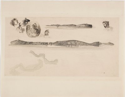 Szkice na płycie pomiarowej wybrzeża autorstwa James Abbott McNeill Whistler