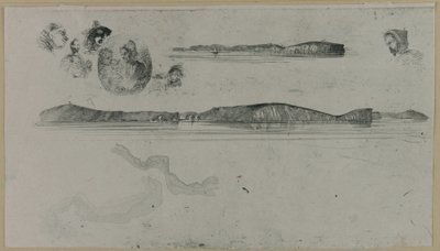 Szkice na płycie pomiarowej wybrzeża autorstwa James Abbott McNeill Whistler