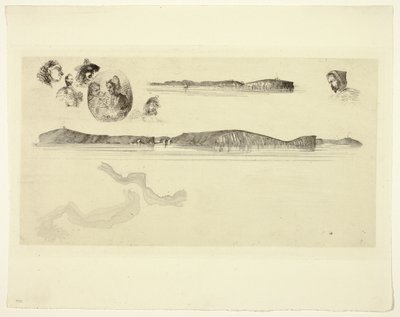 Szkice na płycie pomiarowej wybrzeża autorstwa James Abbott McNeill Whistler