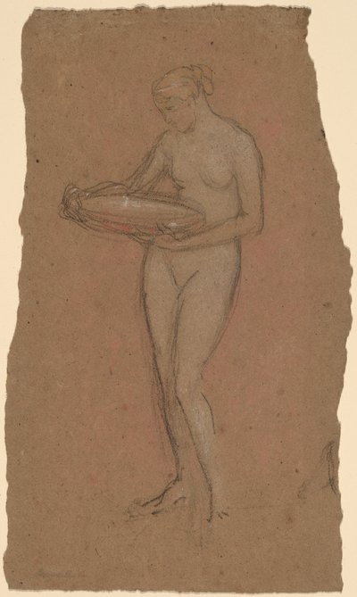 Stojąca akt kobiecy trzymający miskę [rekto] autorstwa James Abbott McNeill Whistler
