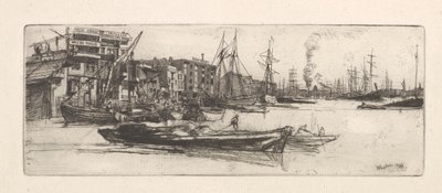 Magazyny w Tamizie autorstwa James Abbott McNeill Whistler