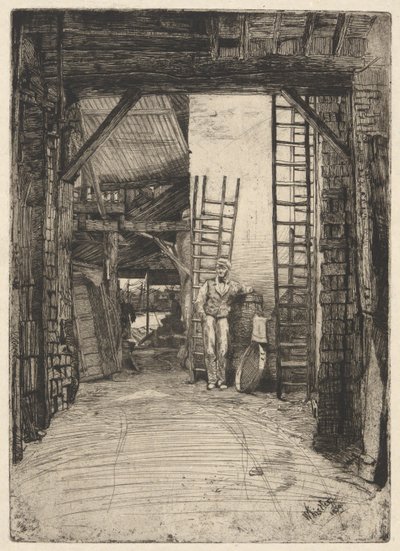 The Lime-Balner, z zestawu Tamizy (seria szesnastu rycin przedstawiających sceny nad Tamizą i inne tematy) autorstwa James Abbott McNeill Whistler