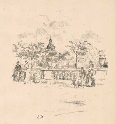 Panteon, z Tarasu Ogrodów Luksemburskich autorstwa James Abbott McNeill Whistler