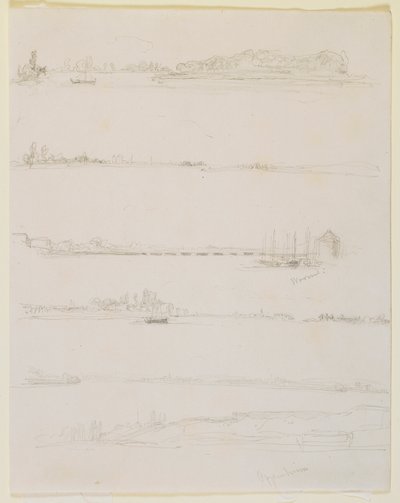 Ren , w pobliżu Wormacji i Oppenheim autorstwa James Abbott McNeill Whistler