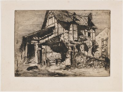 Niebezpieczna Kamienica. Jedna z dwunastu akwafort z natury (zestaw francuski) autorstwa James Abbott McNeill Whistler