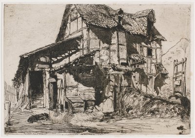 Niebezpieczna Kamienica. Jedna z dwunastu akwafort z natury (zestaw francuski) autorstwa James Abbott McNeill Whistler