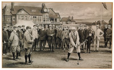 Międzynarodowy mecz golfowy z 1902 r. (ołówek i szarość na papierze) (patrz również 2413665) autorstwa James Michael Brown