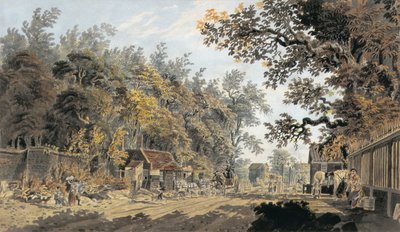 Trener i Czwórka przybywają do Toll Gate, Londyn (wc) autorstwa James Miller
