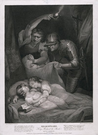 Król Ryszard III: Akt IV, Scena III Morderstwo książąt w pubie Tower. 1790. autorstwa James Northcote