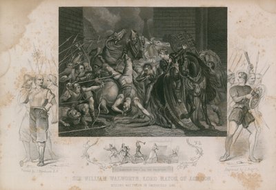 Sir William Walworth, Lord Burmistrz Londynu zabijający Wata Tylera w Smithfield (rycina) autorstwa James Northcote