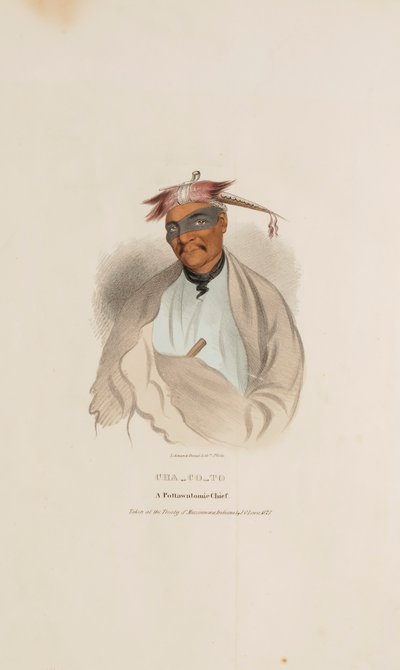 CHA-CO-TO, Wódz Pottowattomie, z Portfolio Aborygenów autorstwa James Otto Lewis
