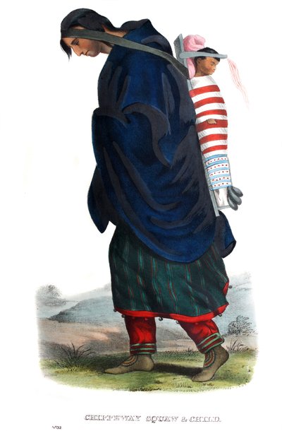 Chippeway (Ojibwe) kobieta i dziecko autorstwa James Otto Lewis