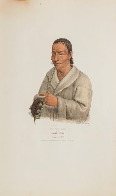 KE-WA-DIN lub Północny Wiatr; Wódz Chippeway, z aborygeńskiego portfolio autorstwa James Otto Lewis