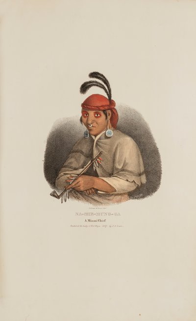 NA-SHE-MUNG-GA, wódz Miami, z aborygeńskiego portfolio autorstwa James Otto Lewis